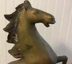 Metal Horse Sculpture on Base