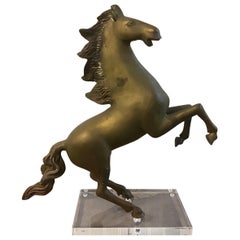Vintage Metal Horse Sculpture on Base