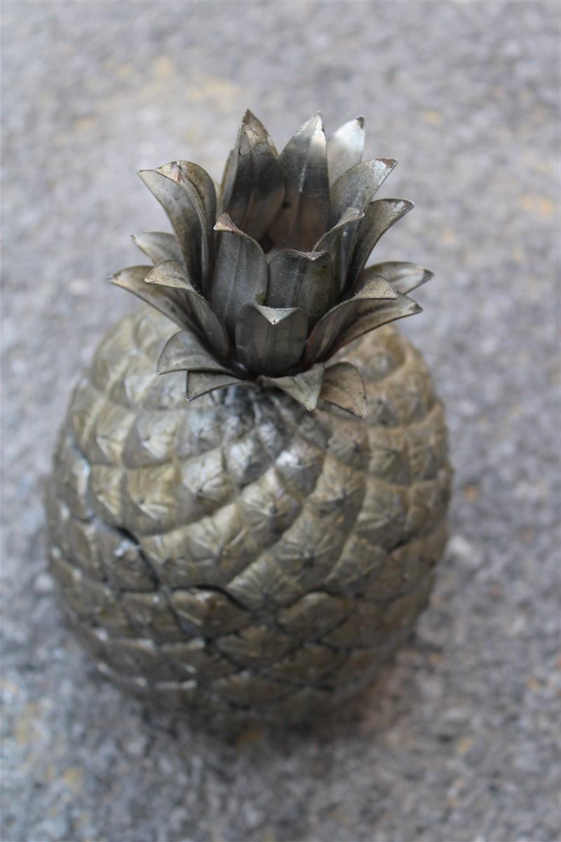 Late 20th Century Metal Ice Bucket Pineapple Sculpture 1970 Manetti Design Italian Florence Silver For Sale