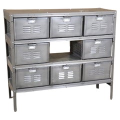 Used Metal Industrial Storage Locker Basket Unit