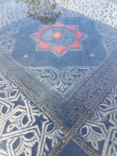 Metal Inlay and Camel Bone Moroccan Side Table, Square