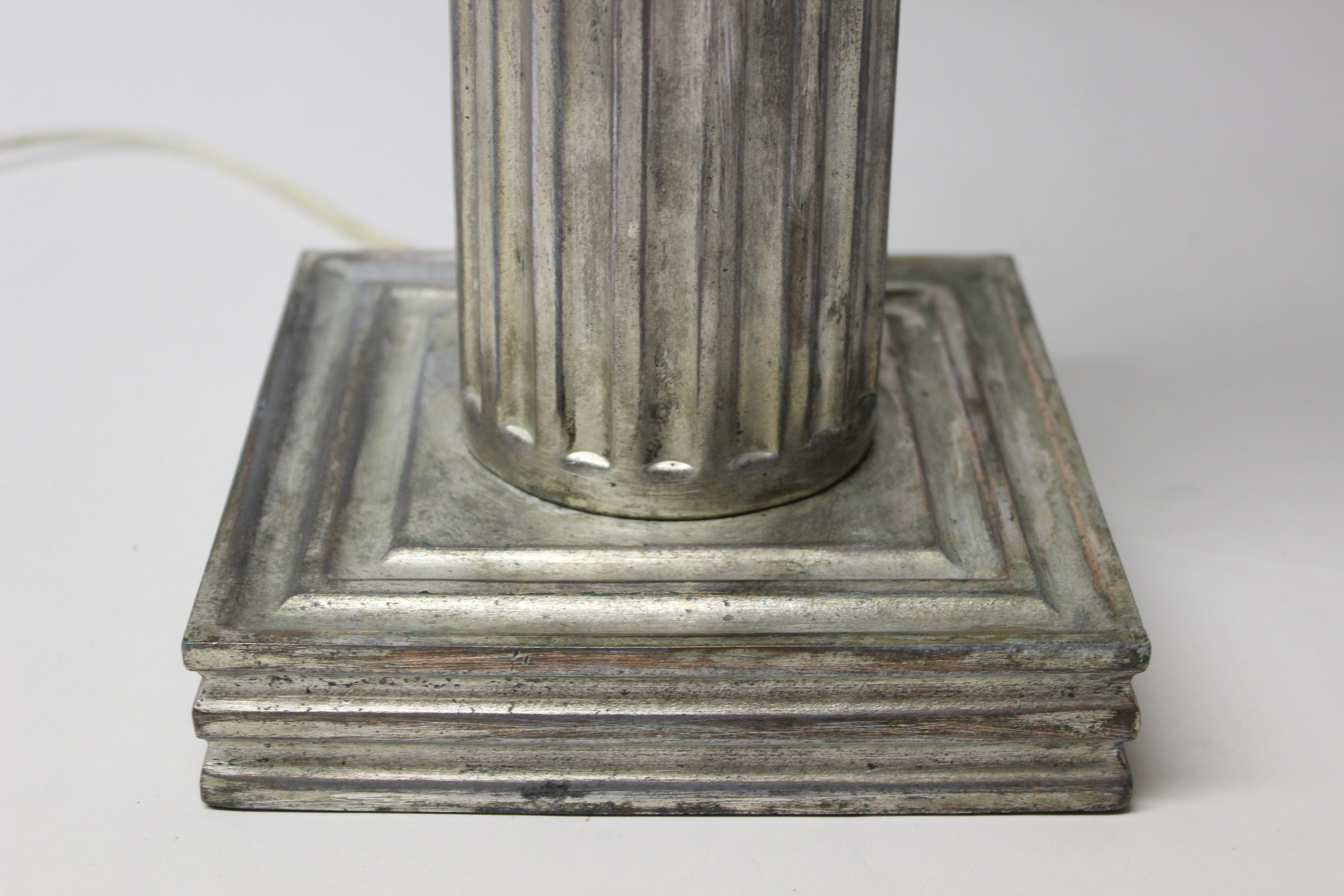 20th Century Metal Ionic Column Table Lamp