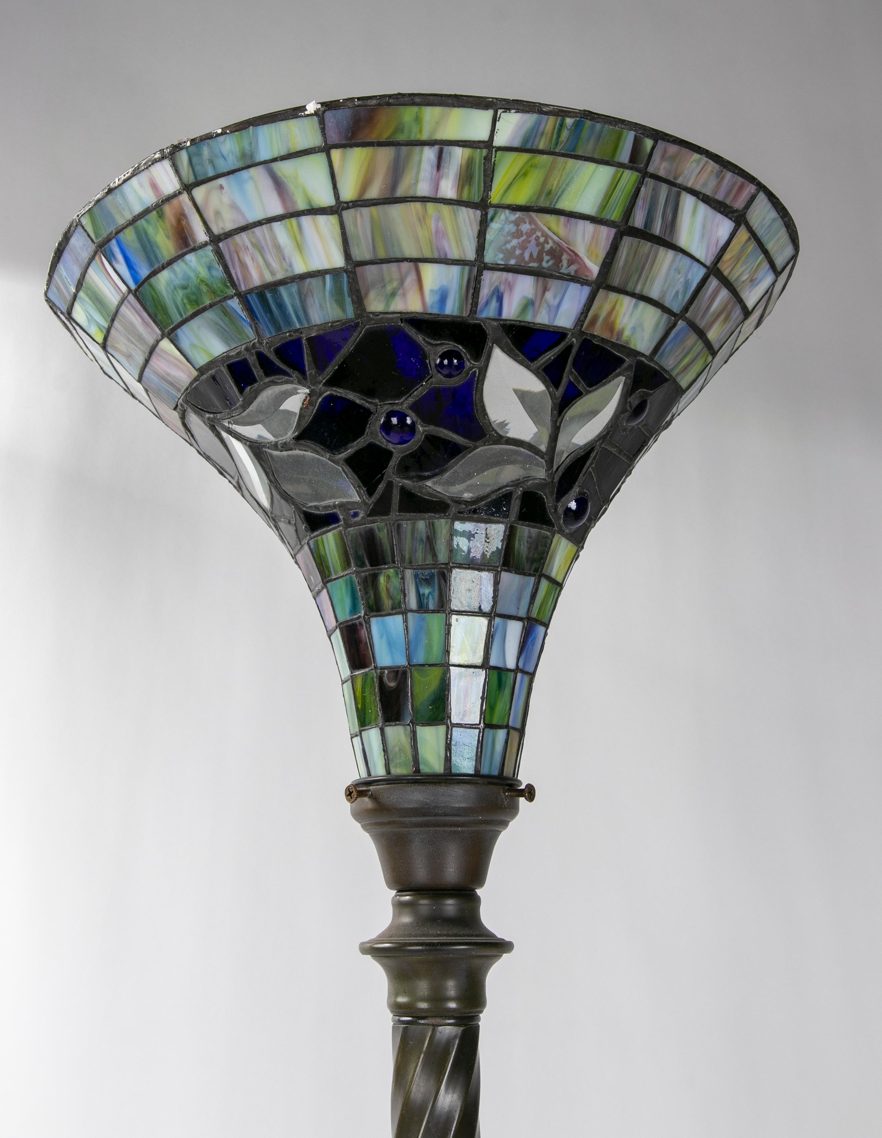 European Metal Lamp Top with Coloured Crystals For Sale