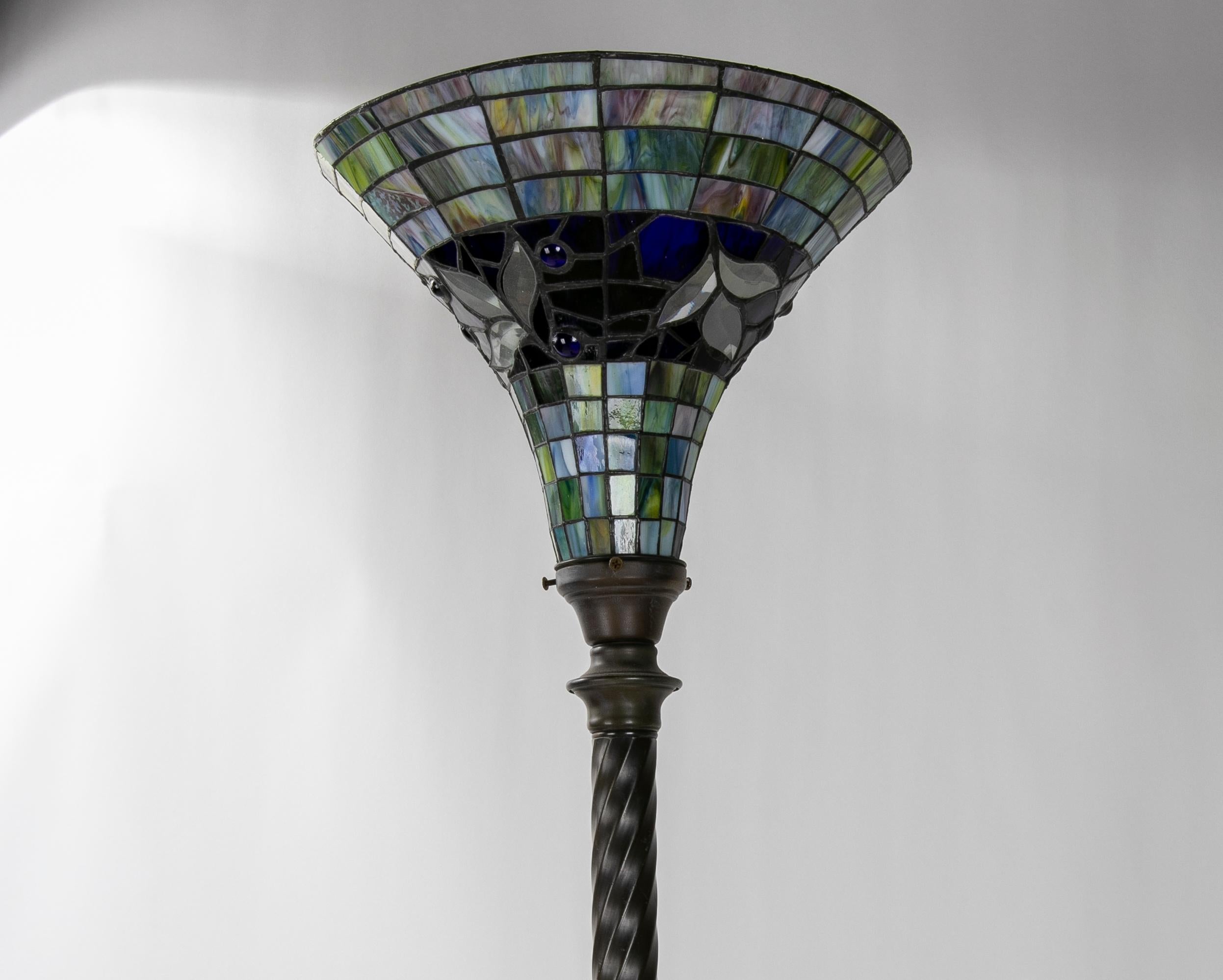 Metal Lamp Top with Coloured Crystals For Sale 2