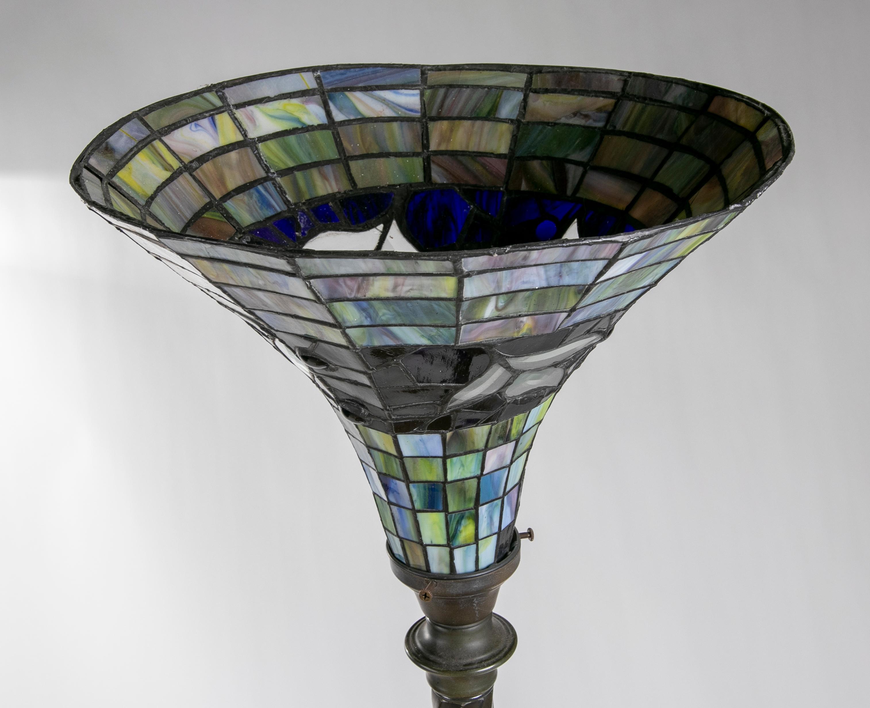 Metal Lamp Top with Coloured Crystals For Sale 4