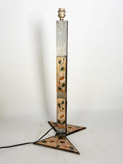 Lampe en métal à décor floral, France, 1970