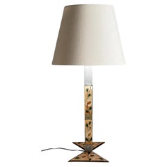 Lampe en métal à décor floral, France, 1970