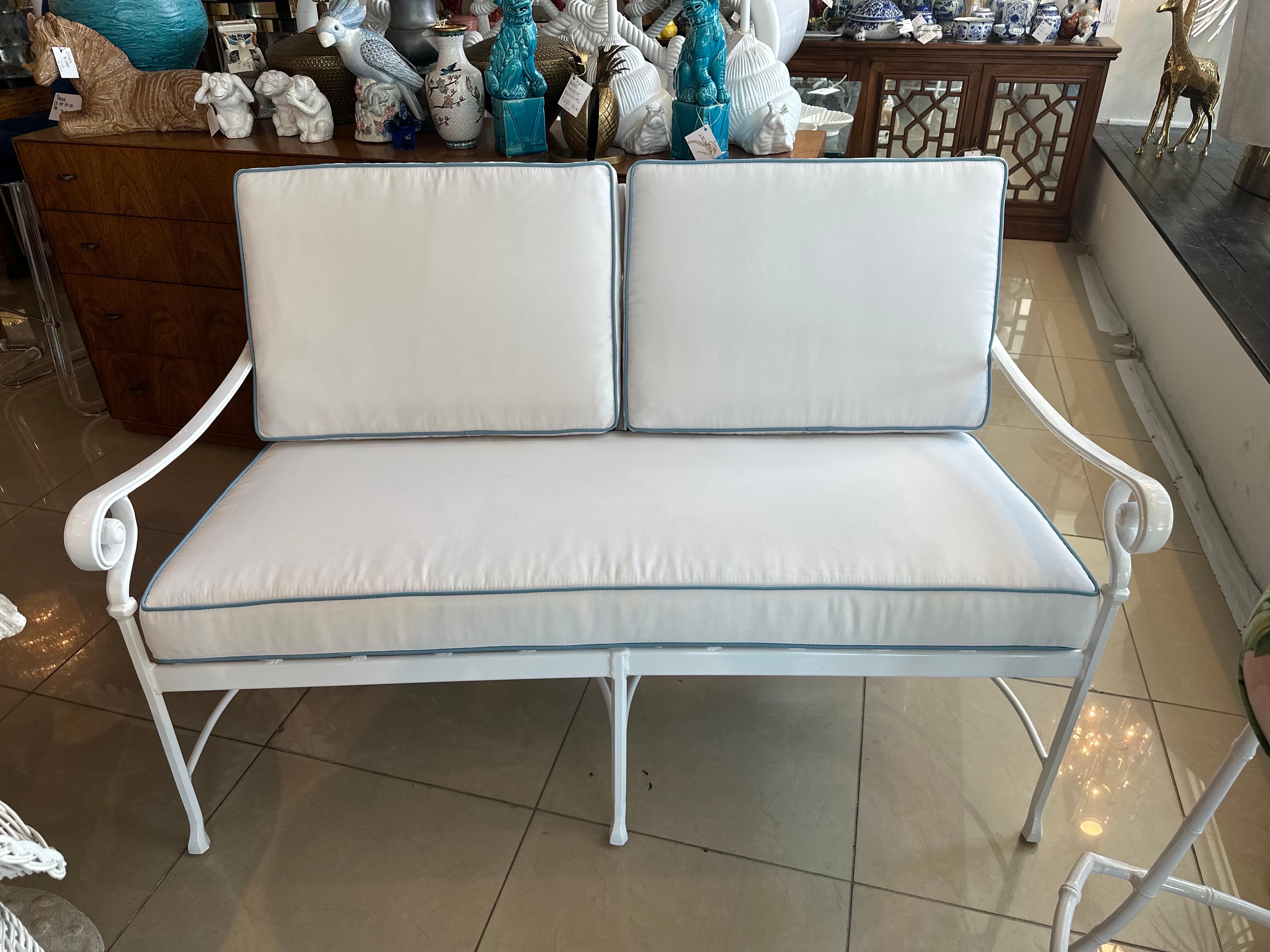 American Metal Loveseat Sofa New Powder-Coated & Upholstery Patio Outdoor 3 Available  For Sale