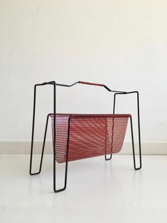 Metal Magazine Rack by Tjerk Reijenga for Pilastro, Holland, circa 1950