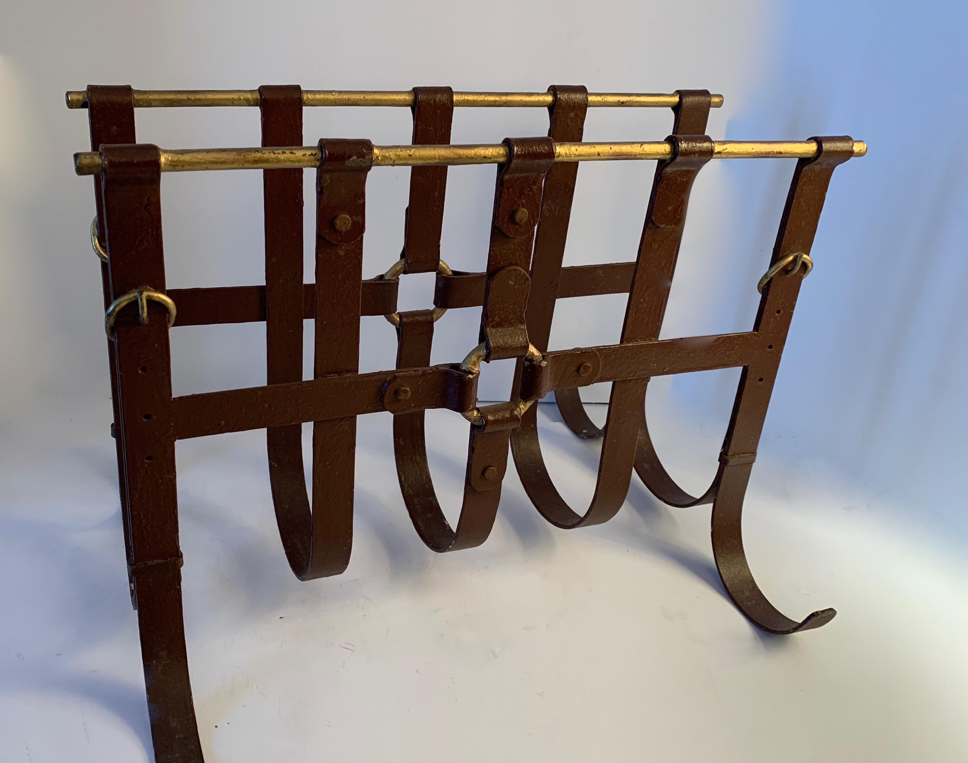 Metal Magazine Rack in the Manner of Jacques Adnet 1