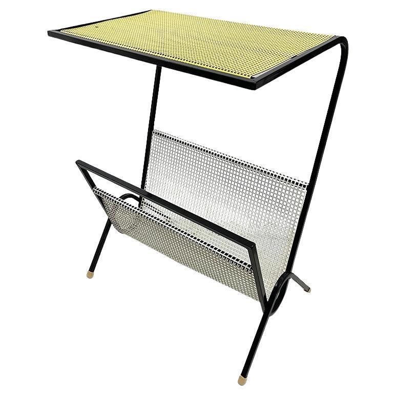 Metal magazine rack side table by Pilastro , 1950s For Sale