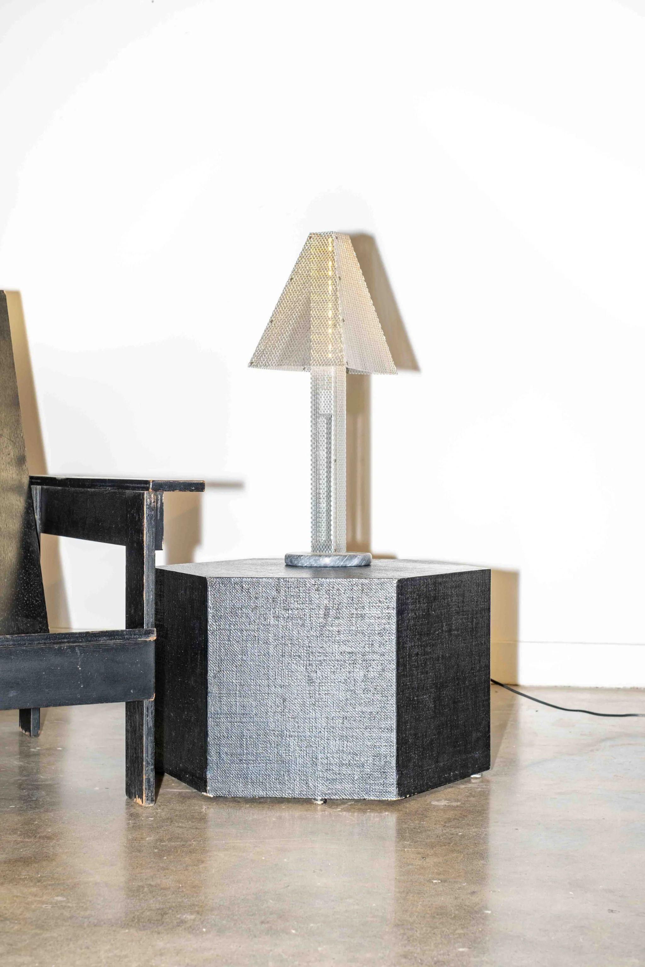 Post-Modern Metal Mesh Table Lamp For Sale