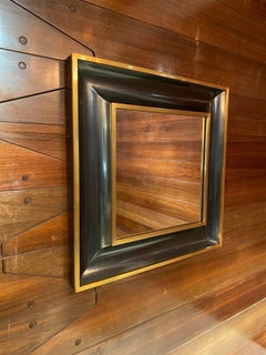 Metal Mirror with Gun Barrel Patina by Maison Jansen, France, 1970's