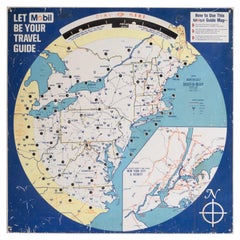 Metal Mobil "Disto-Map" Rotating Travel Guide, circa 1966