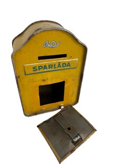 Metal Money Box Piggy Bank, Antique Vintage Sweden