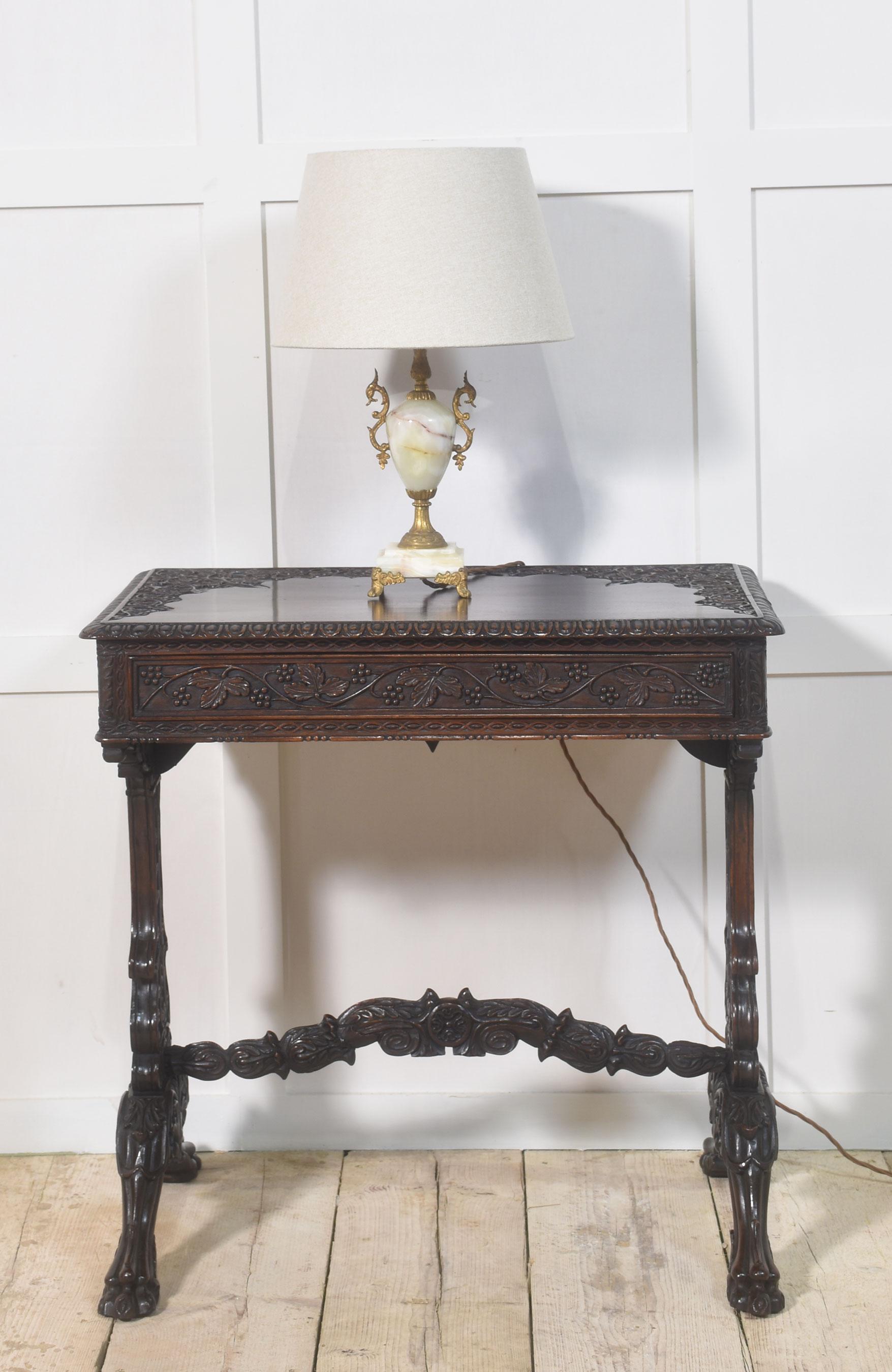20th Century Metal mounted onyx table lamp For Sale