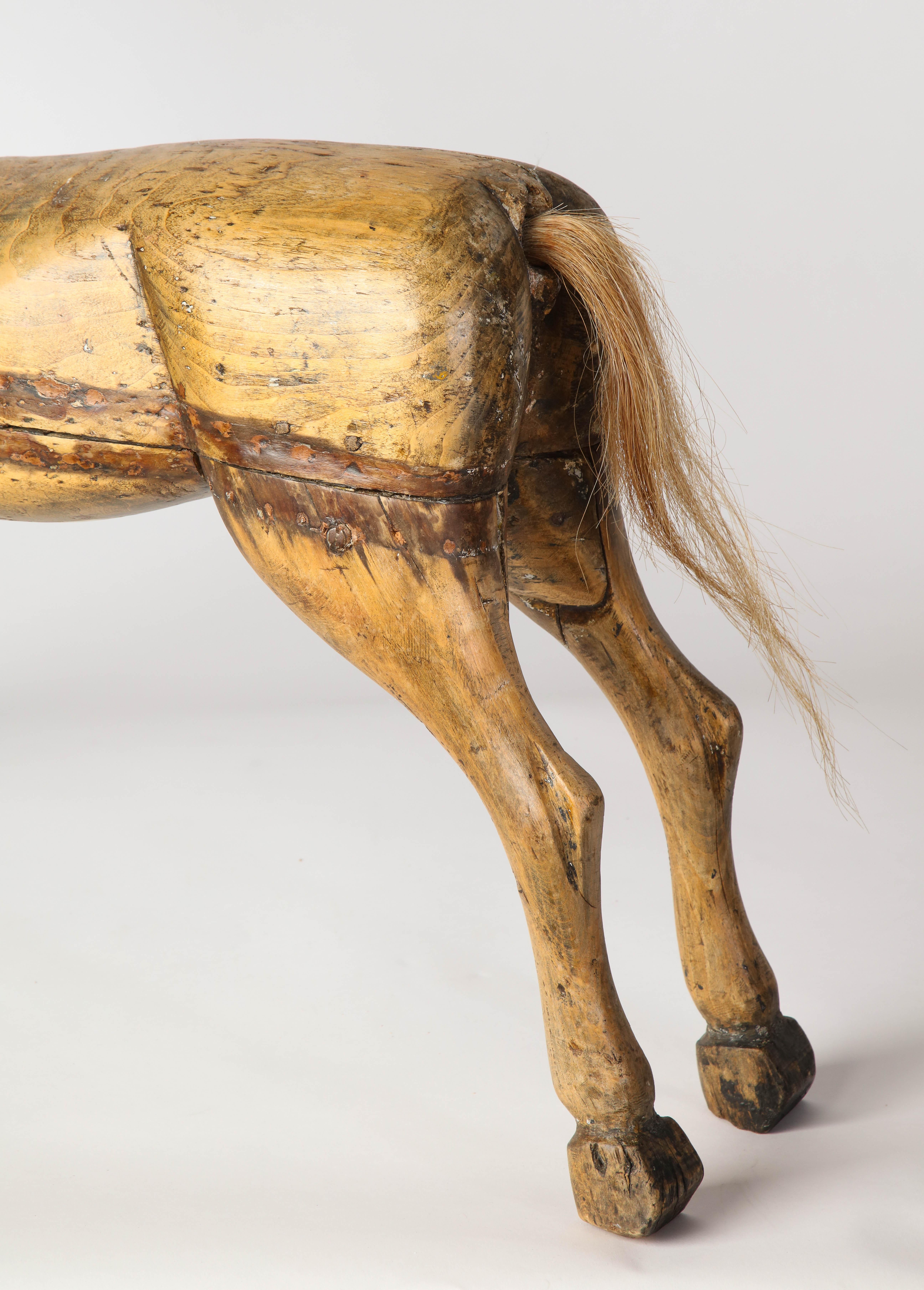 Metal-Mounted Pine Carousel Horse, Early 20th Century 6