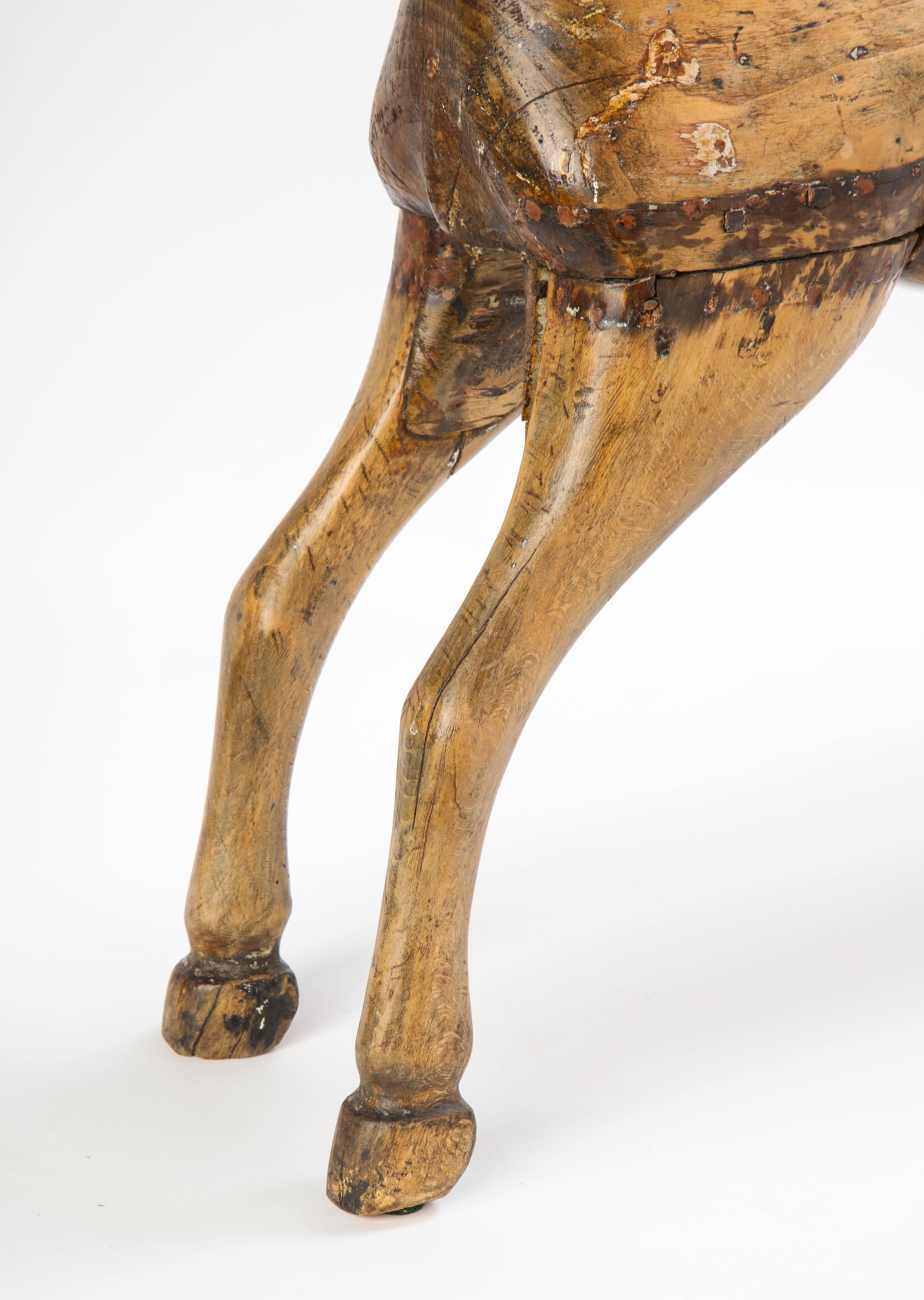 Metal-Mounted Pine Carousel Horse, Early 20th Century In Good Condition In New York, NY