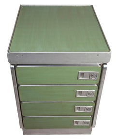 Metal Nautical Ship's Purser's Chest with Original Paint, 1970s