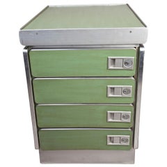 Metal Nautical Ship's Purser's Chest with Original Paint, 1970s