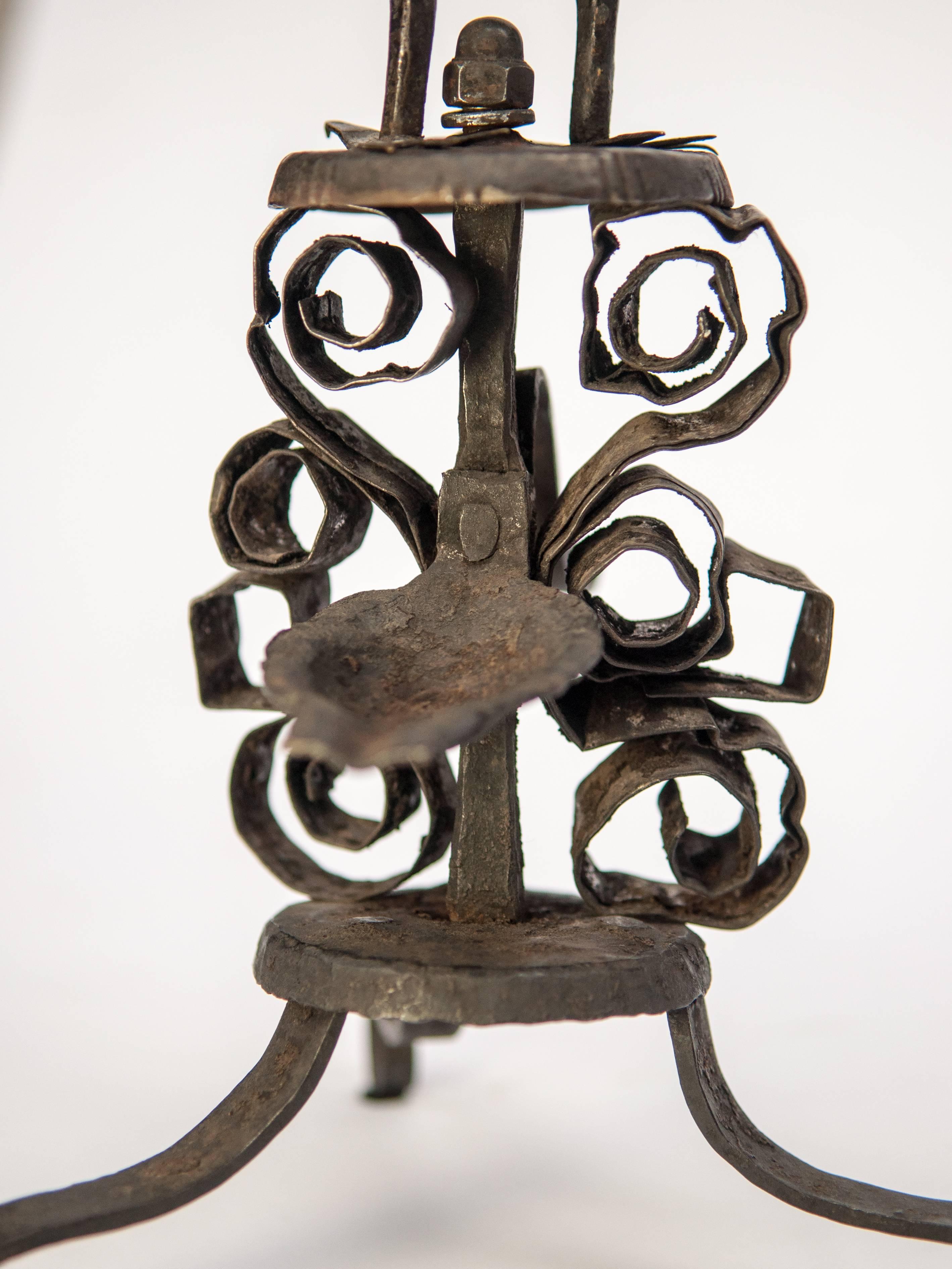 Metal Oil Lamp from Nepal, Rooster Motif, Mid-Late 20th Century 6