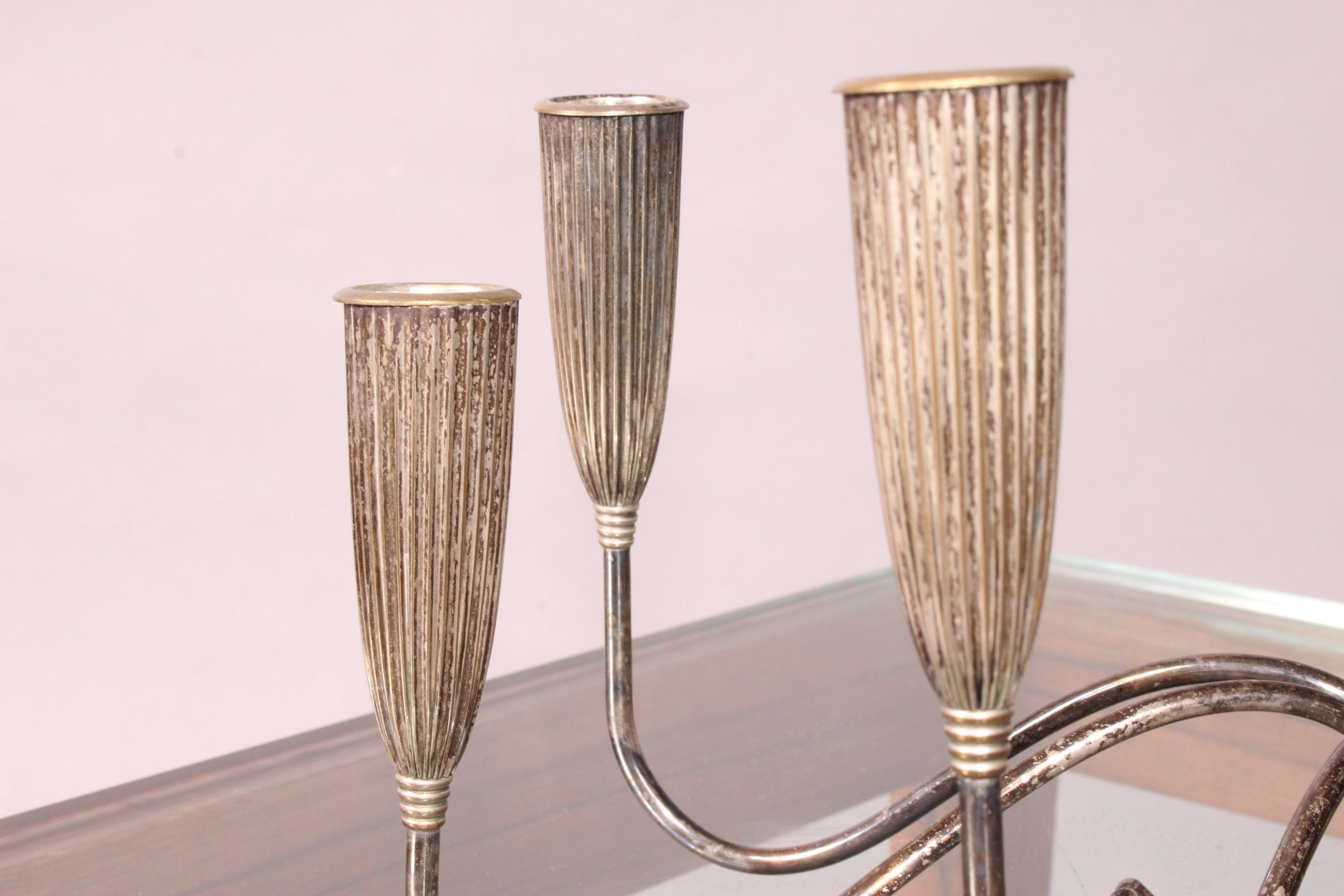European Metal Pair of Candlestick