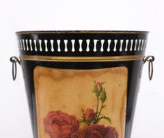 Metal Paper Basket with Roses, France, 1950s