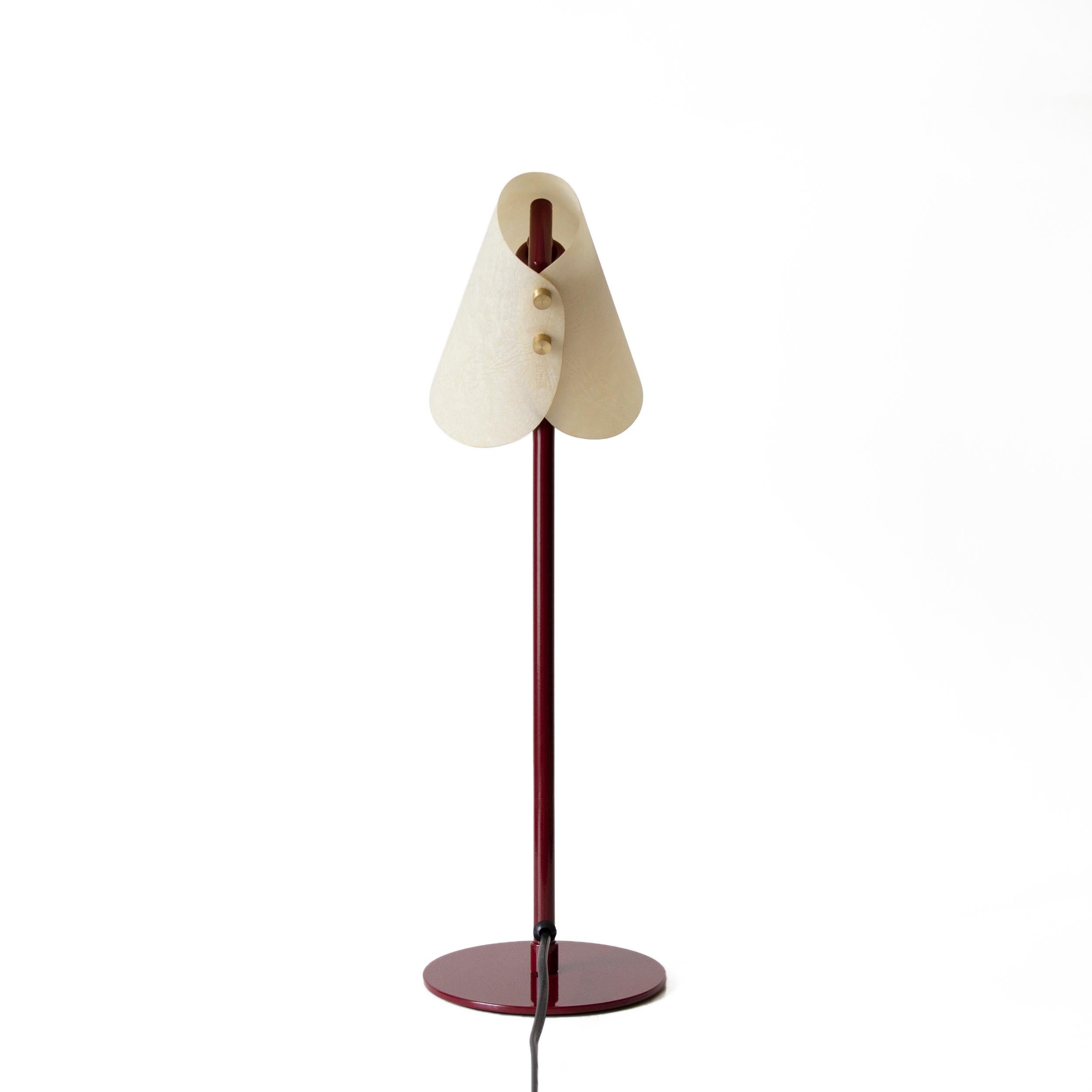 Turkish Metal & Parchment Desk Lamp, Maroon, June, Inspired by Handmaid's Tale For Sale