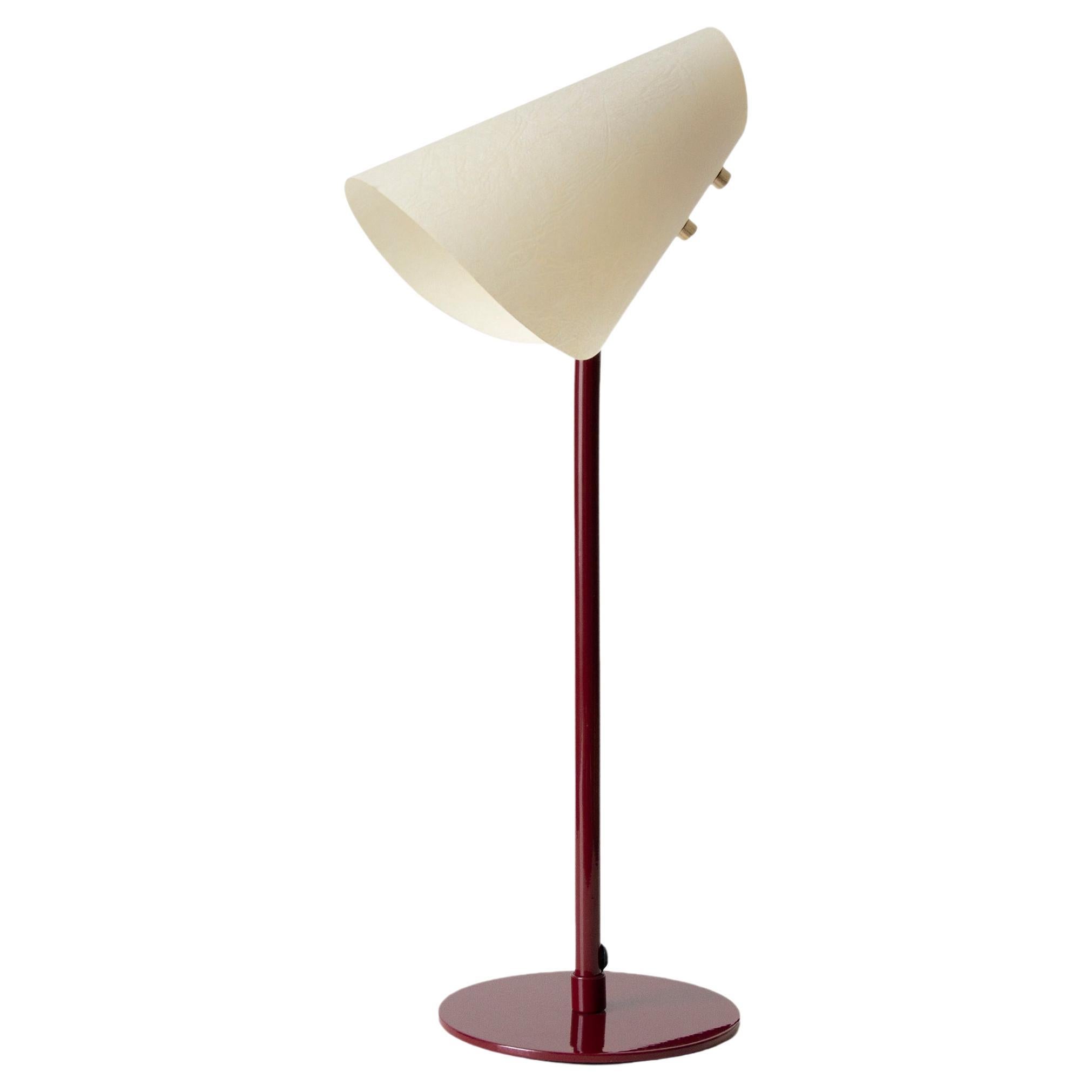 Metal & Parchment Desk Lamp, Maroon, June, Inspired by Handmaid's Tale For Sale