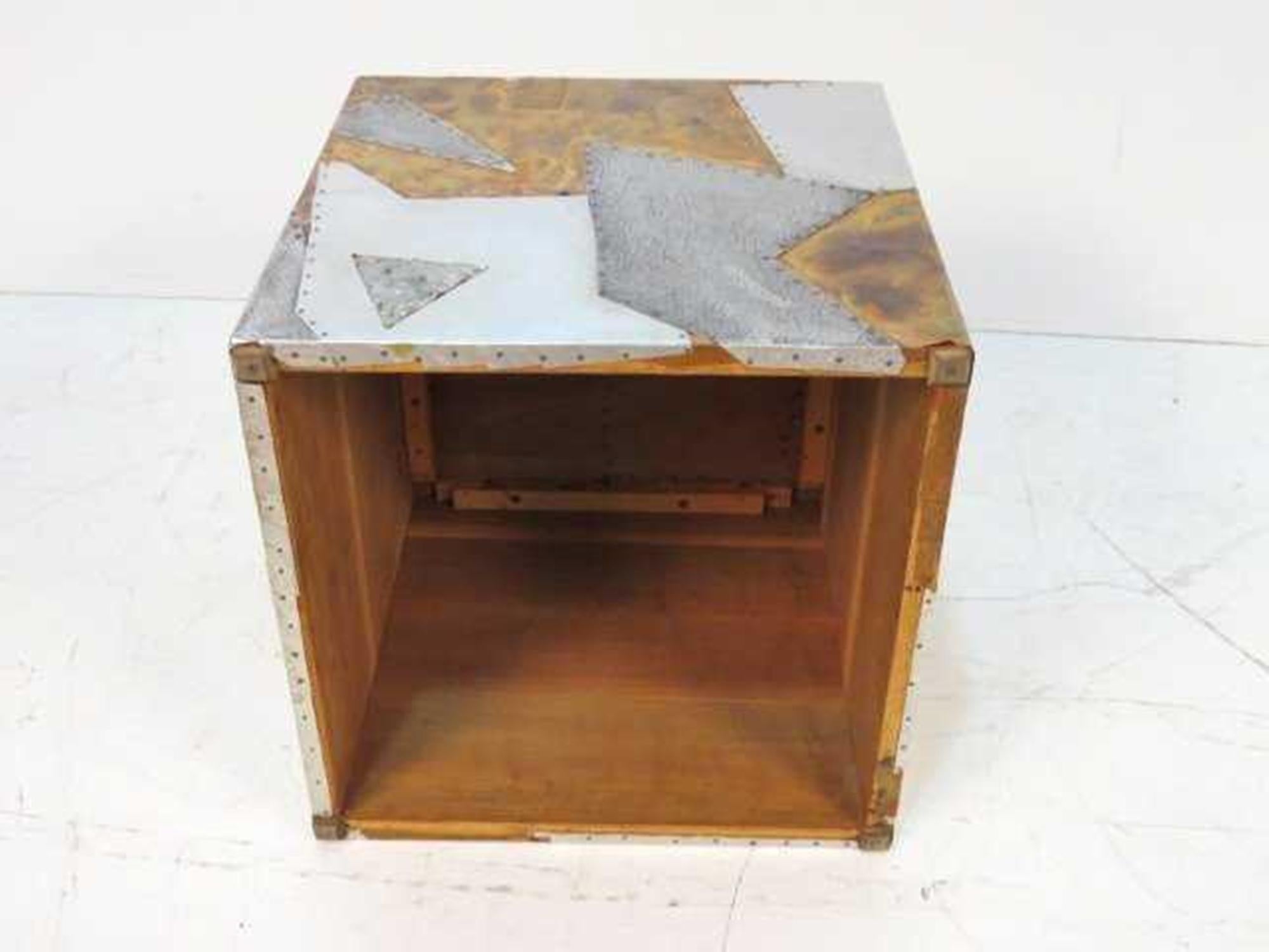 Late 20th Century Metal Patchwork Brutalist Side Table