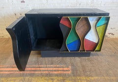 Metal Patchwork "Wave" Cabinet / Dry Bar, Bespoke Manner of Paul Evans