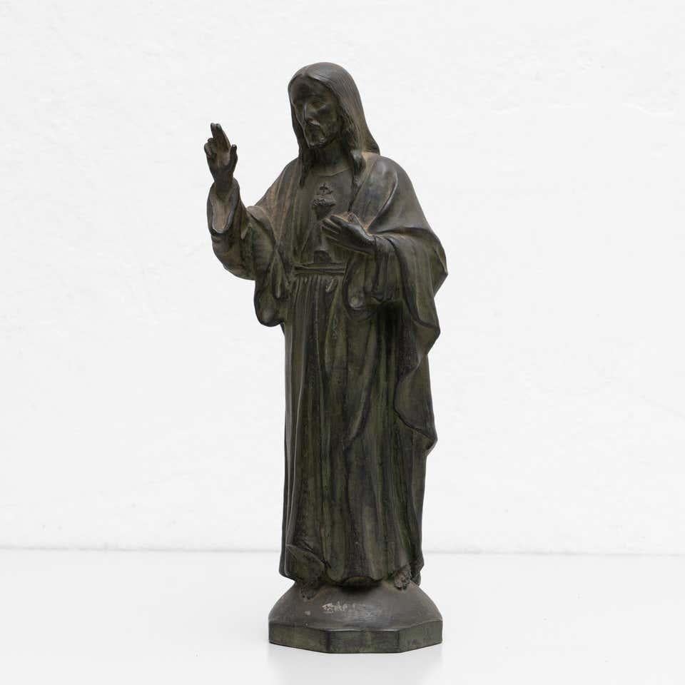 Figura de cerámica patinada de metal de Jesucristo, hacia 1950 Moderno en venta