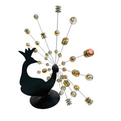 Metal Peacock Sculpture Model Orbit Swinging Mobile Vintage Germany