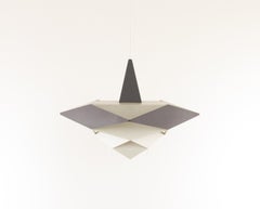 Metal Pendant by Preben Dahl for Hans Følsgaard Belysning in White & Grey, 1960s