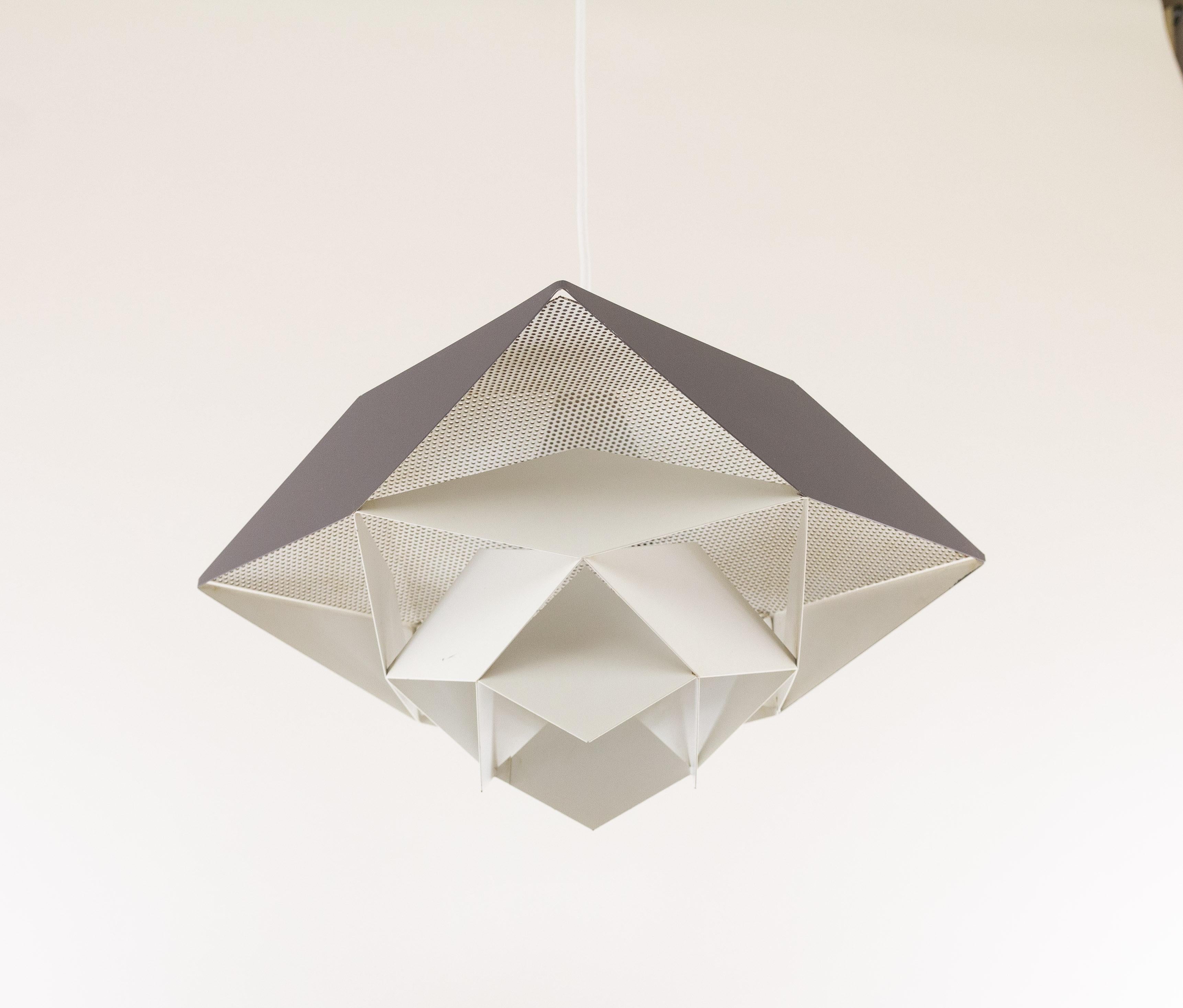 Metal Pendant by Preben Dahl for Hans Følsgaard Belysning in White and Grey In Good Condition For Sale In Rotterdam, NL