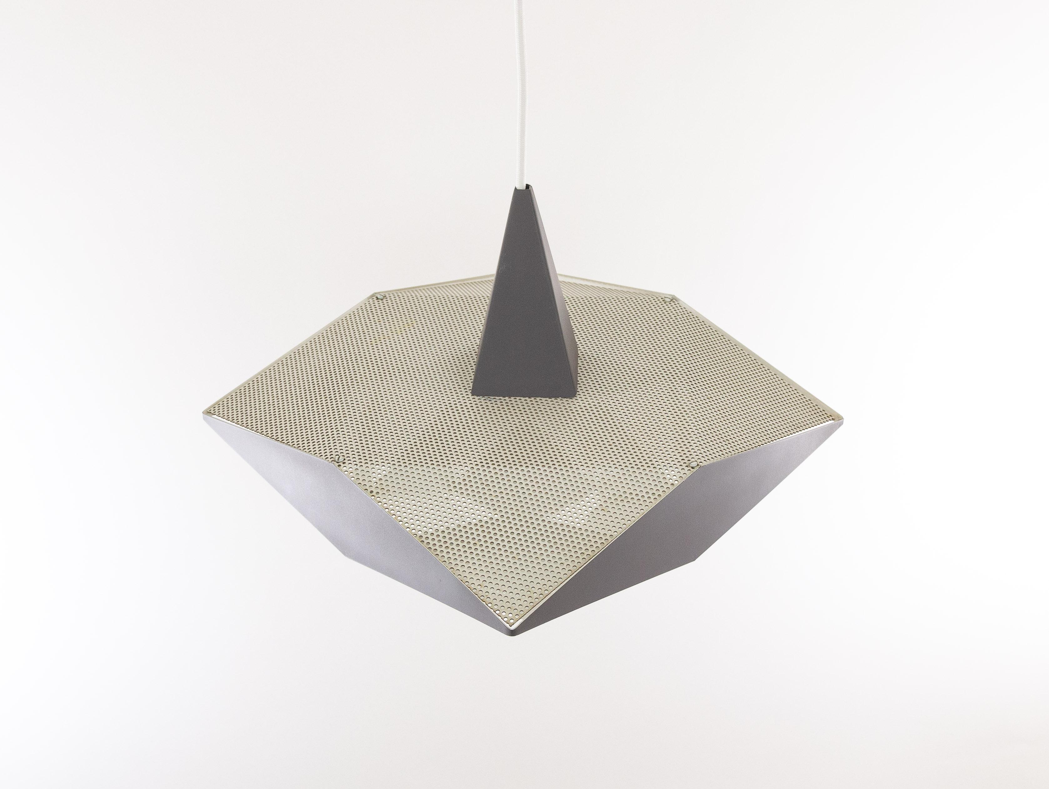 Mid-20th Century Metal Pendant by Preben Dahl for Hans Følsgaard Belysning in White and Grey For Sale
