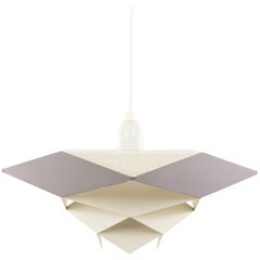 Metal Pendant by Preben Dahl for Hans Følsgaard Belysning in White & Grey, 1960s