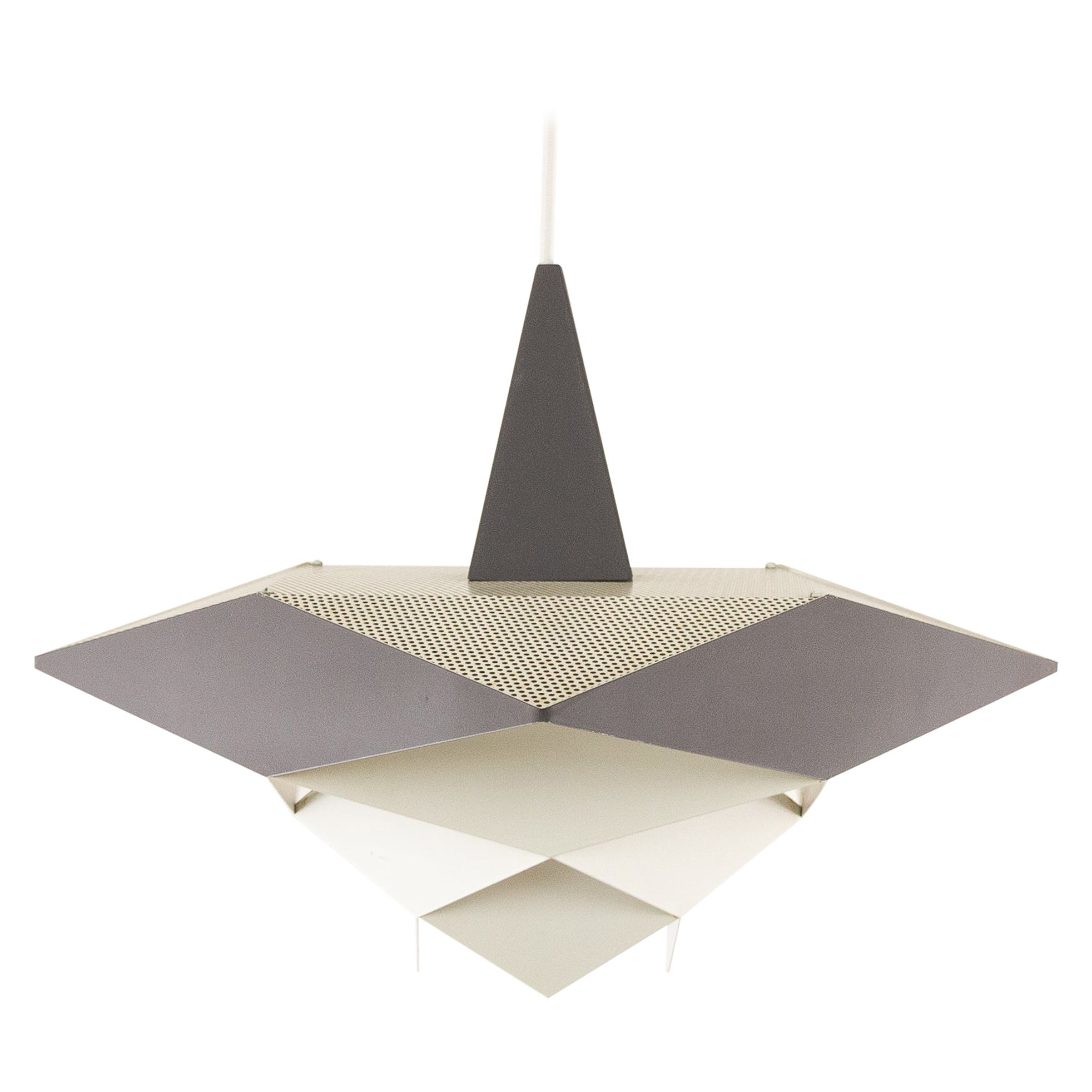 Metal Pendant by Preben Dahl for Hans Følsgaard Belysning in White & Grey, 1960s