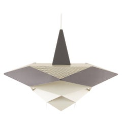 Pendentif en métal de Preben Dahl pour Hans Følsgaard Belysning en blanc et gris, 1960s