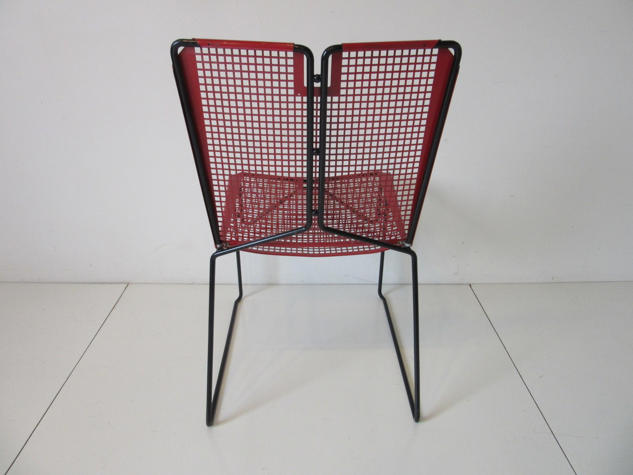 Mid-Century Modern Metal Perforated Chairs in the Style of Mathieu Mategot