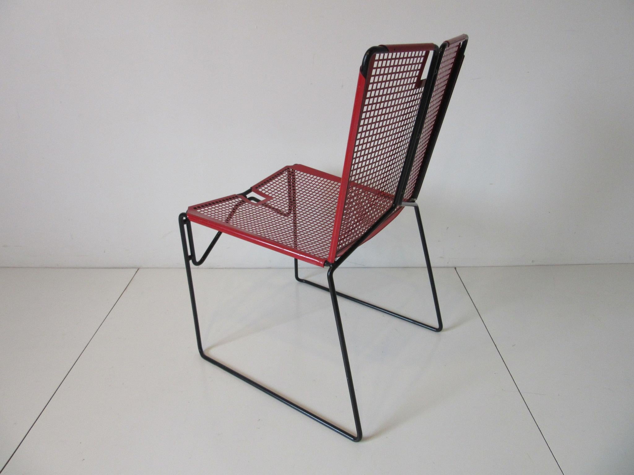 French Metal Perforated Chairs in the Style of Mathieu Mategot 