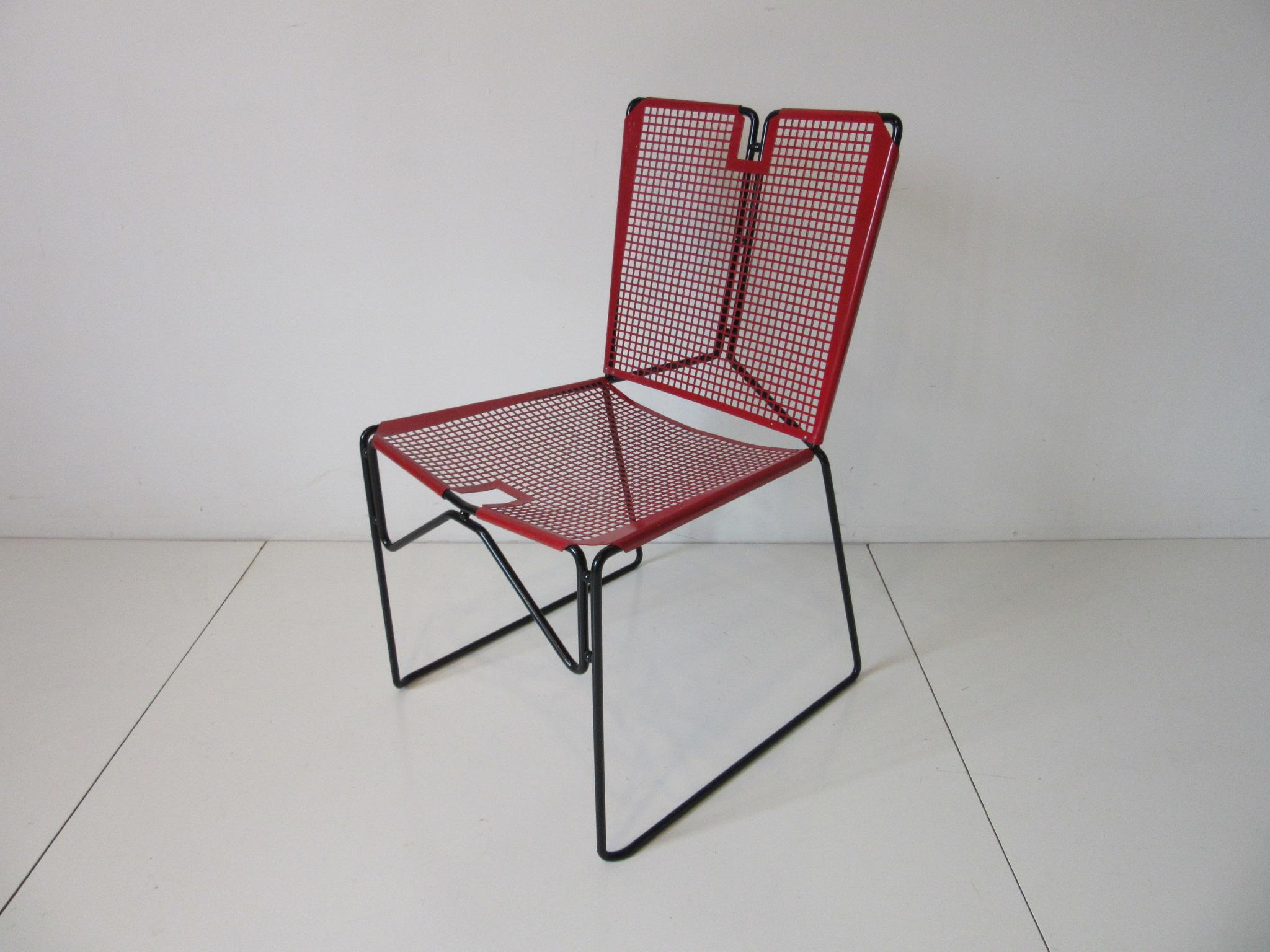 Metal Perforated Chairs in the Style of Mathieu Mategot In Good Condition In Cincinnati, OH