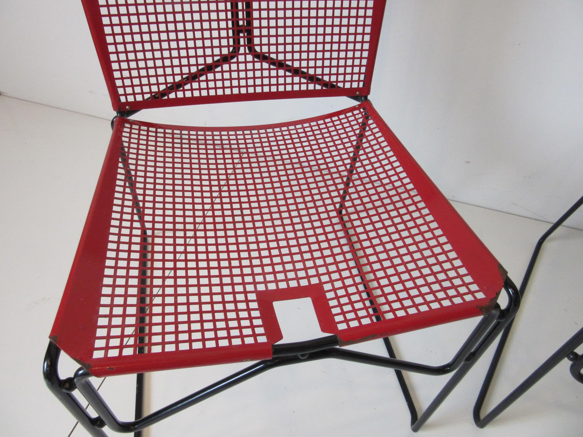 20th Century Metal Perforated Chairs in the Style of Mathieu Mategot 