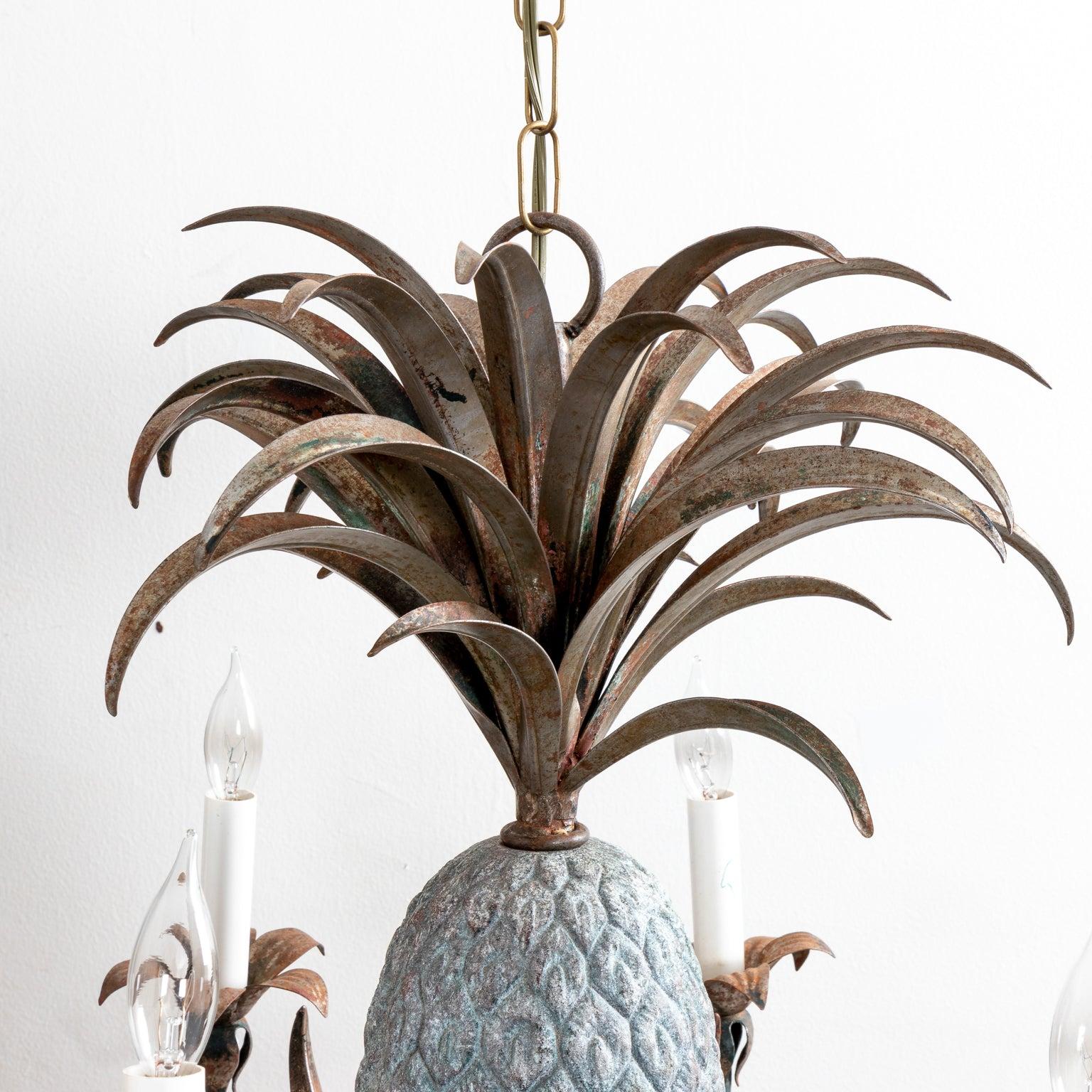 Mid-Century Modern Metal Pineapple Chandelier For Sale