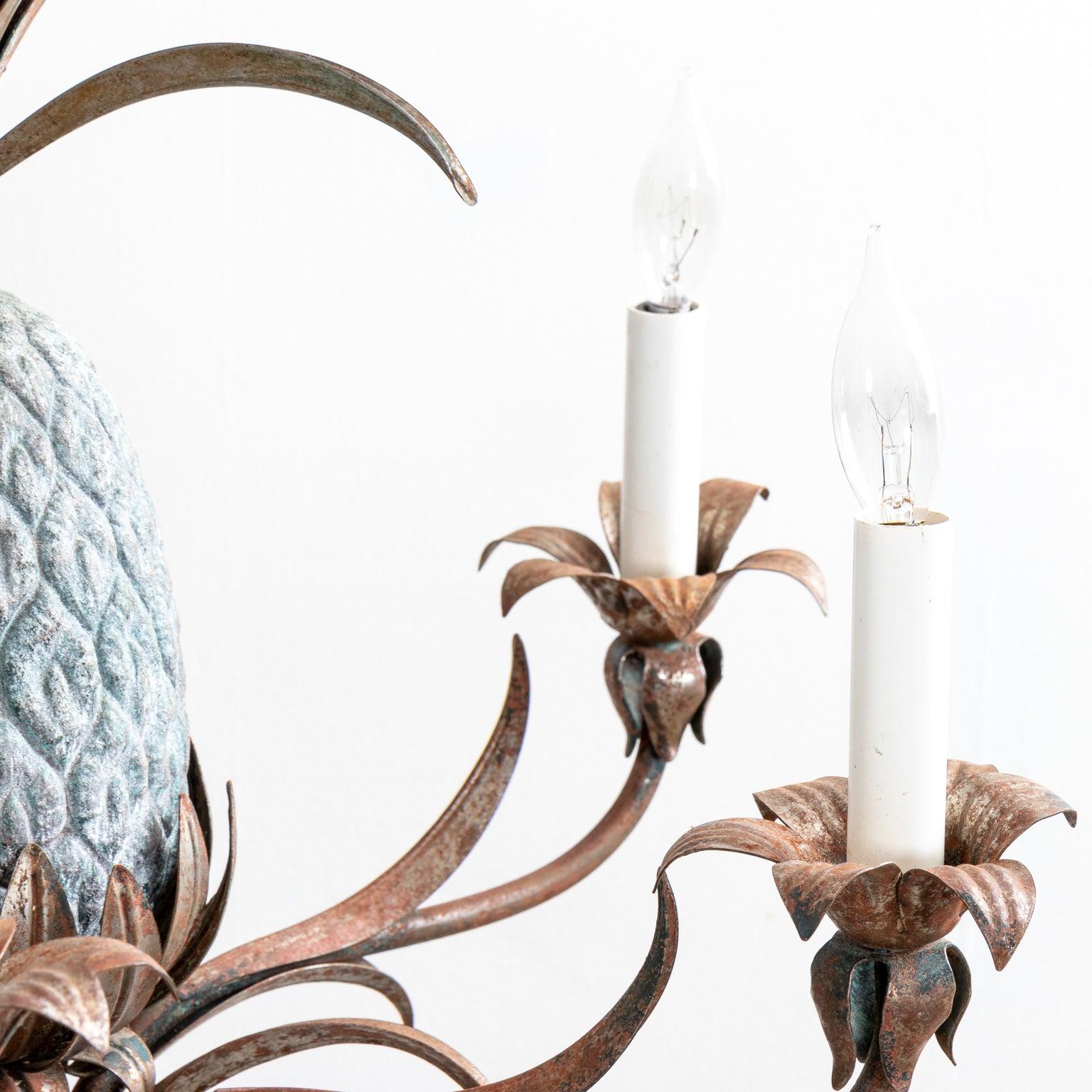 Italian Metal Pineapple Chandelier For Sale