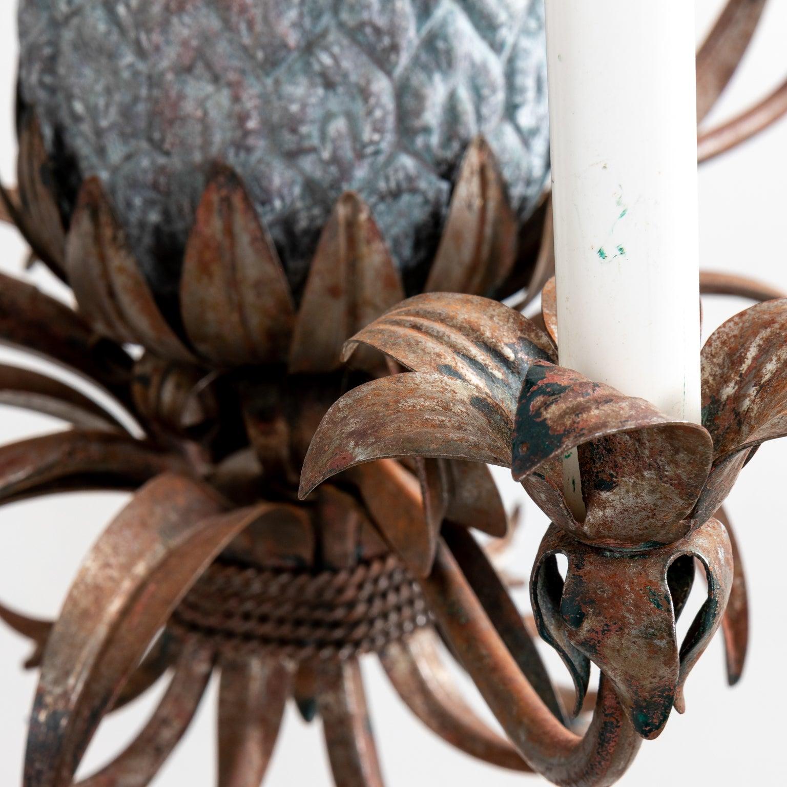 Metal Pineapple Chandelier In Good Condition For Sale In Stamford, CT