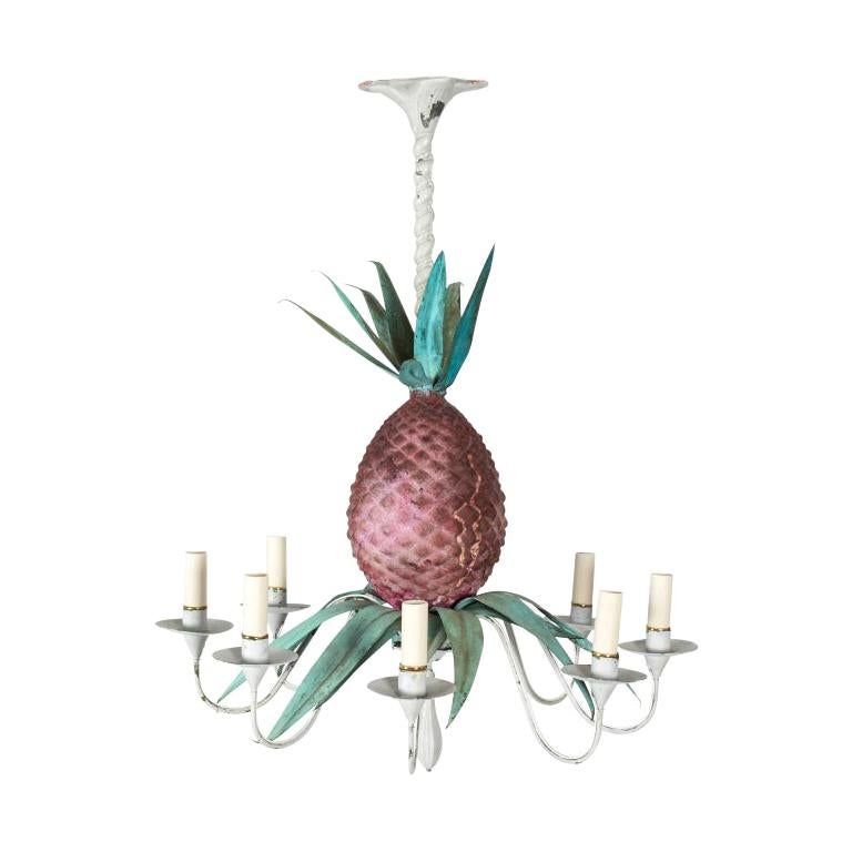 Antique French Toleware Pineapple Chandelier