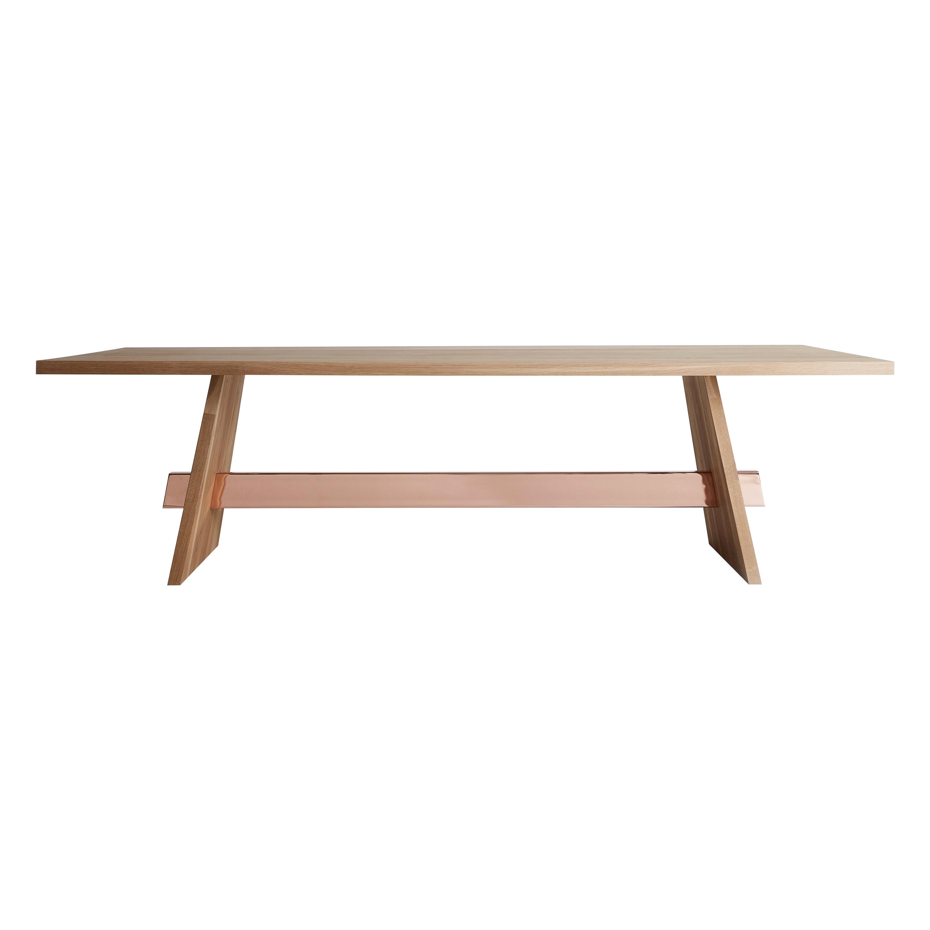 Mesa de comedor grande Istmo de roble chapado en metal by Hollis & Morris