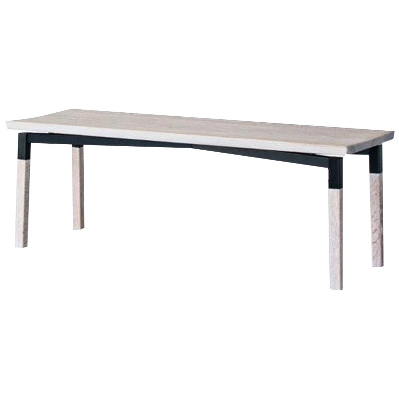 Metal Plated Oak Large Parkdale Bench by Hollis & Morris