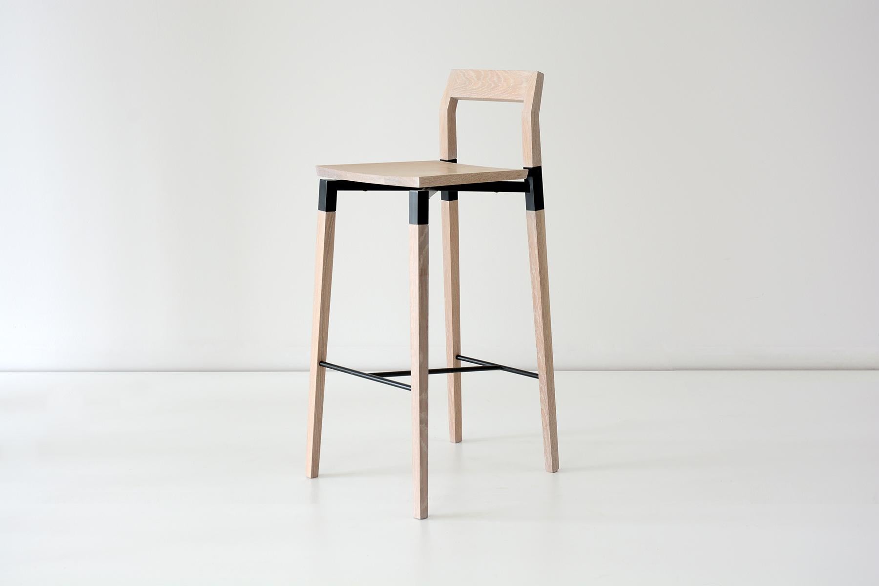 Metal plated oak parkdale bar stool by Hollis & Morris
Dimensions: 16.5